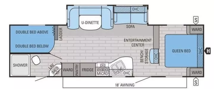 33' 2016 Jayco Jay Flight 28BHBE w/Slide - Bunk House Floorplan