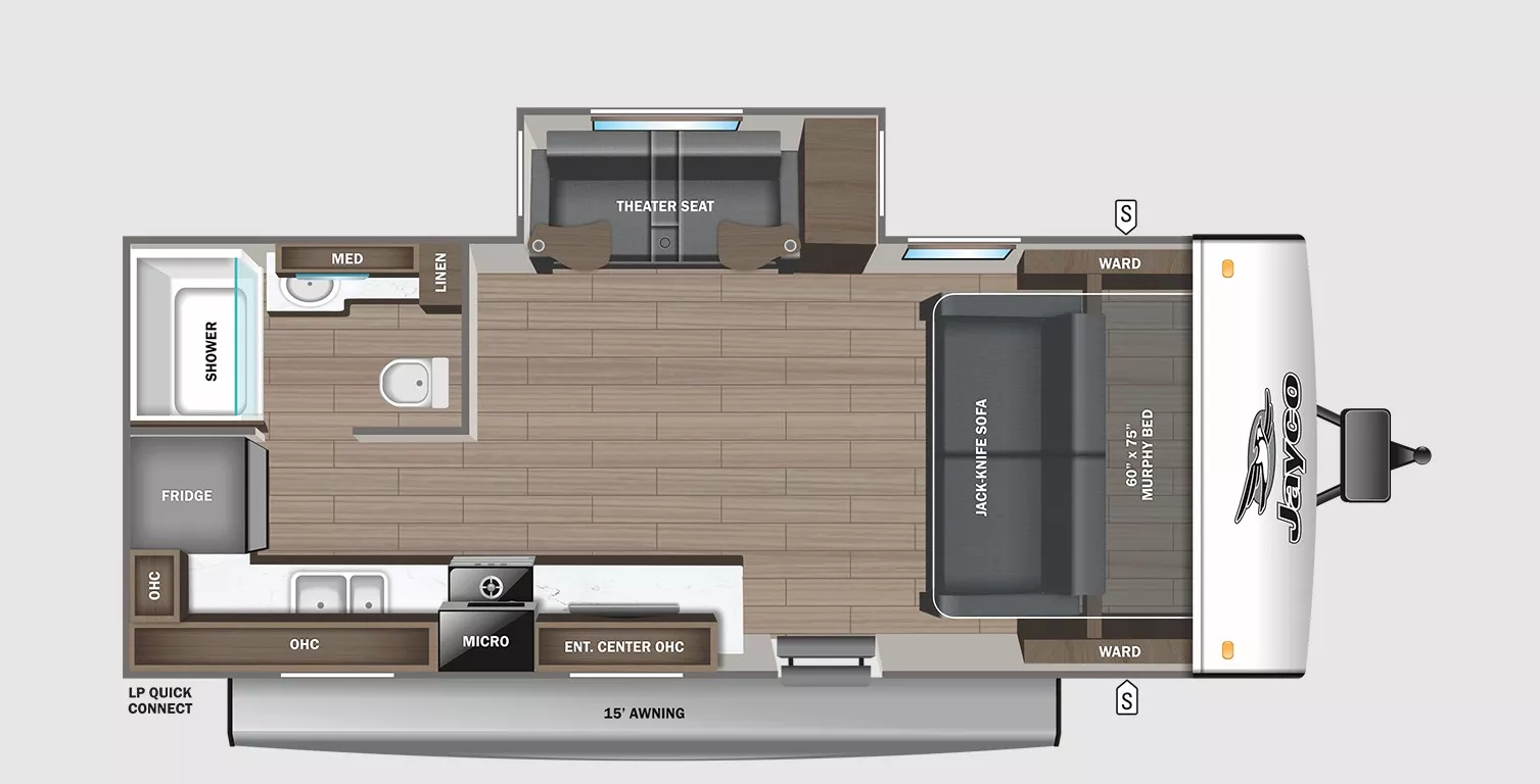 24' 2024 Jayco Jayfeather 19MRK w/Slide Floorplan