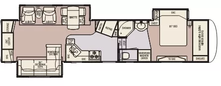 39' 2009 Newmar Torrey Pine 37LSRE w/3 Slides Floorplan