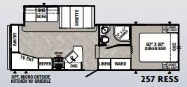 30' 2021 Palomino Puma 257RESS w/Slide Floorplan