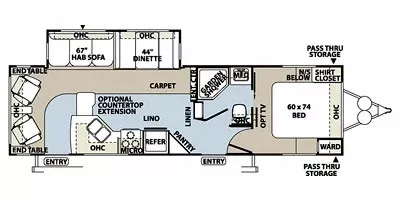 33' 2013 Forest River Rockwood Ultra Lite 2904SS w/Slide Floorplan