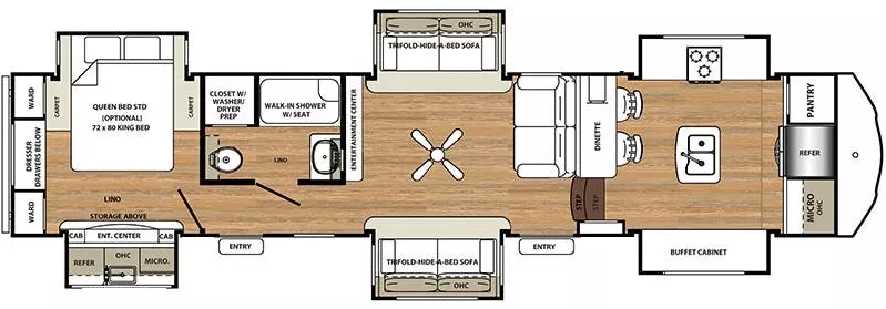 44' 2018 Forest River Sierra 38FKOK w/6 Slides Floorplan