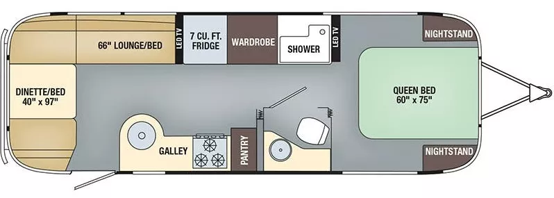 28' 2018 Airstream Flying Cloud 27FB Floorplan