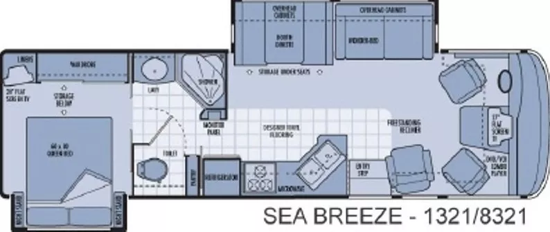 33' 2006 National RV Sea Breeze 1321 w/2 Slides Floorplan