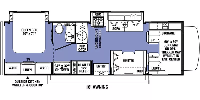 28' 2019 Coachmen Leprechaun 260DS w/2 Slides Floorplan