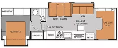 33' 2014 Thor Freedom Elite 31L w/2 Slides Floorplan