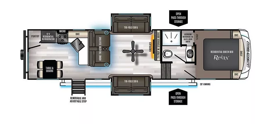 36' 2021 Forest River Arctic Wolf 311ML w/2 Slides Floorplan