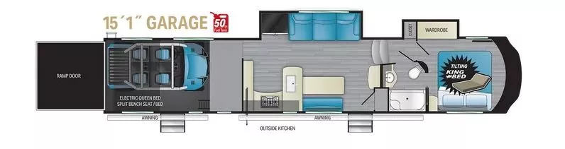 45' 2021 Heartland Cyclone M4115 w/2 Slides - Toy Hauler Floorplan