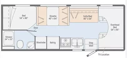 26' 2019 Winnebago Outlook 25J Floorplan