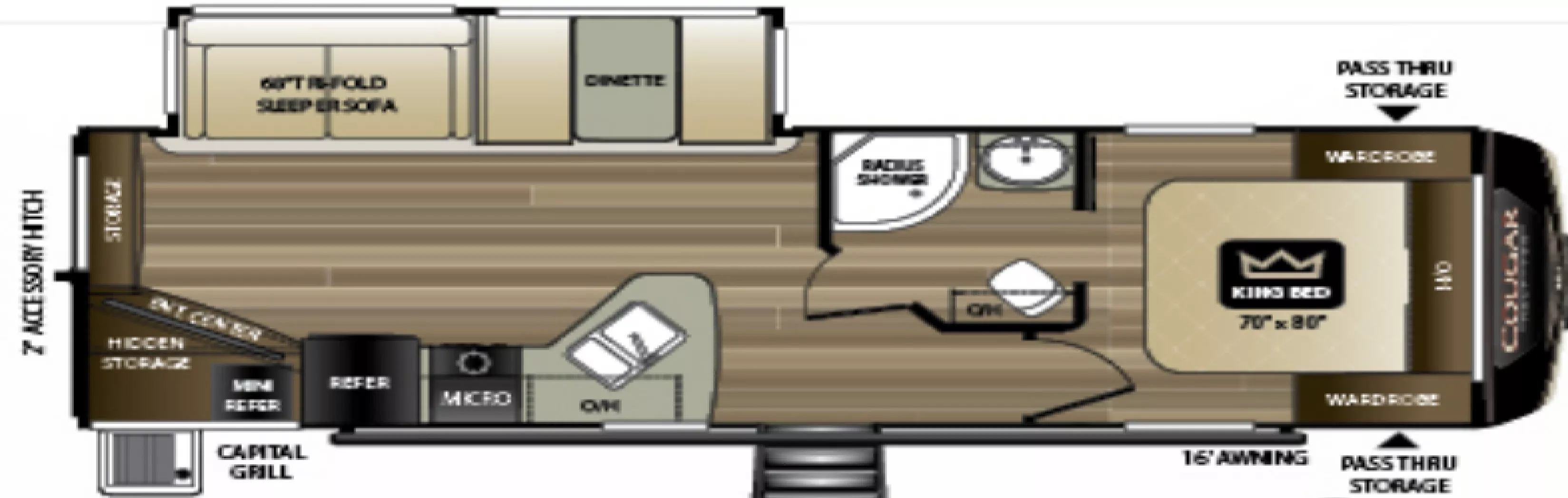 32' 2019 Keystone Cougar 27RES w/Slide Floorplan