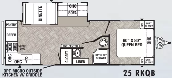 29' 2022 Forest River Puma 25RKQB w/Slide Floorplan