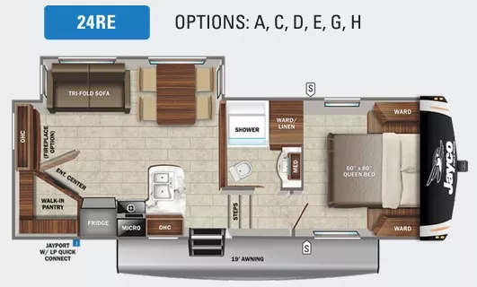 29' 2022 Jayco Eagle Ht 24RE w/Slide Floorplan