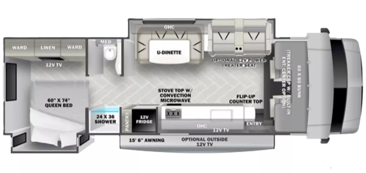 32' 2021 Forest River Sunseeker Classic 3010DS w/2 Slides Floorplan