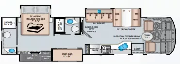 39' 2021 Thor Miramar 37.1 w/3 Slides - Bunk House Floorplan