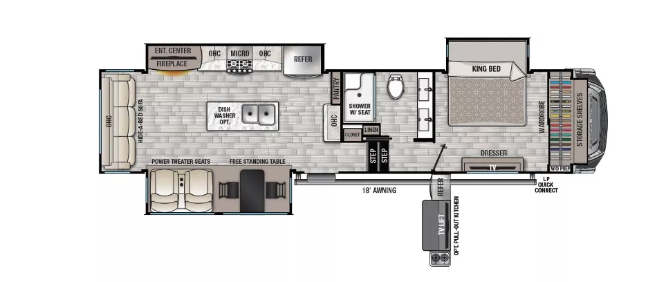 40' 2021 Forest River Cedar Creek 345IK w/3 Slides Floorplan