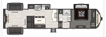 39' 2018 Keystone Sprinter Limited 3531FWDEN w/4 Slides Floorplan