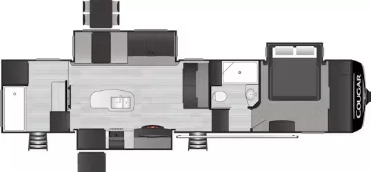 40' 2021 Keystone Cougar 357 UMR w/3 Slides - Bunk House Floorplan