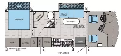27' 2016 Jayco Alante 26Y w/2 Slides Floorplan
