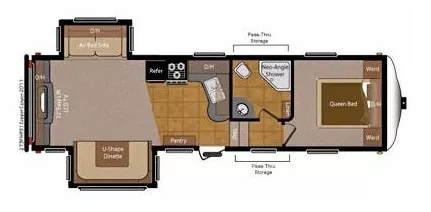 31' 2010 Keystone Sprinter Copper Canyon 273FWRET w/2 Slides Floorplan