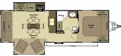 31' 2015 Open Range Light 274RLS w/2 Slides Floorplan