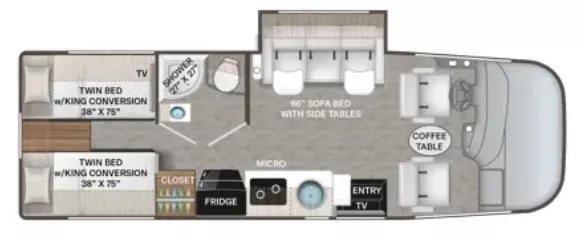 25' 2021 Thor Vegas 24.1 w/Slide Floorplan