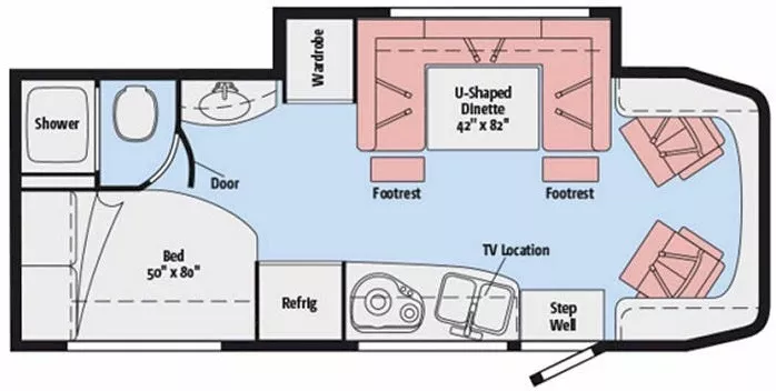 25' 2016 Winnebago Navion 24J w/Slide Floorplan