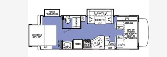 26' 2016 Forest River Sunseeker 2500TS w/2 Slides Floorplan