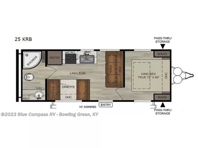 30' 2020 Forest River East To West 27KNS Floorplan