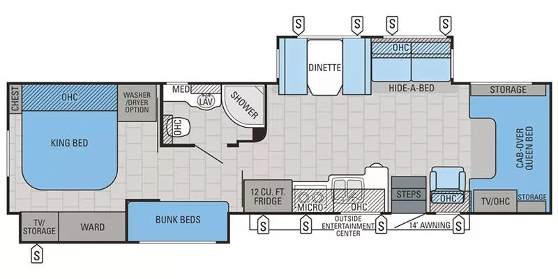 38' 2017 Jayco Seneca 37FS w/2 Slides - Bunk House Floorplan