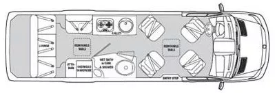 24' 2013 Airstream Interstate 3500 EXT LOUNGE Floorplan