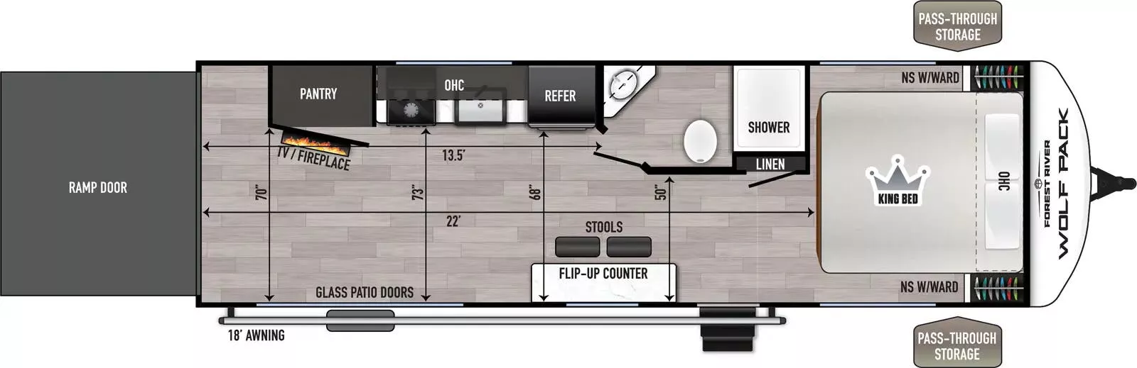 32' 2025 Forest River Cherokee Wolf Pack 26-13.5 - Toy Hauler Floorplan