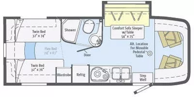 25' 2014 Winnebago View Profile 24V w/Slide Floorplan