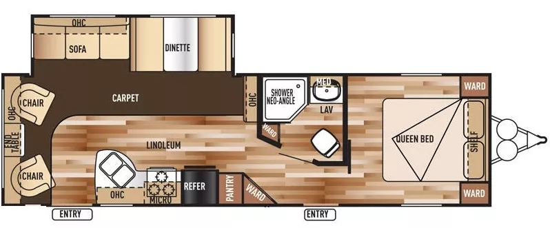 32' 2015 Forest River Wildwood 27RLSS w/Slide Floorplan