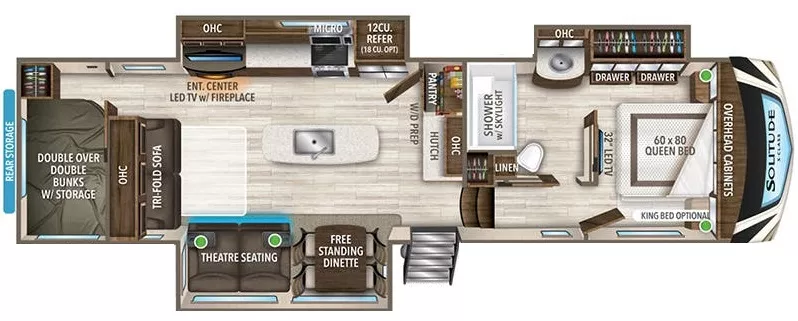 40' 2020 Grand Design Solitude 3550BH w/3 Slides - Bunk House Floorplan