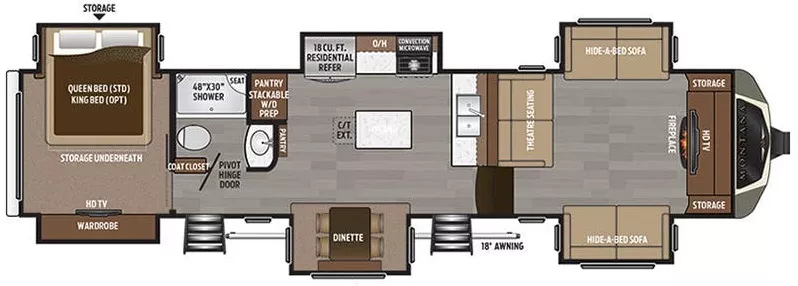 39' 2017 Keystone Montana 3731FL w/6 Slides & Generator Floorplan
