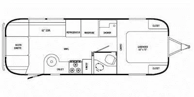 28' 2012 Airstream Flying Cloud 27FB Floorplan