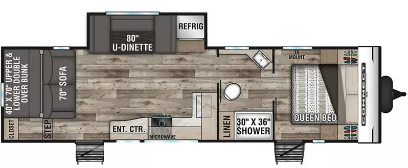 34' 2022 K-Z Connect SE 281BHSE w/Slide - Bunk House Floorplan