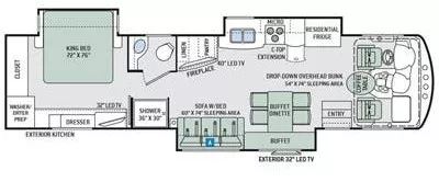 38' 2016 Thor Challenger 37ND w/3 Slides Floorplan