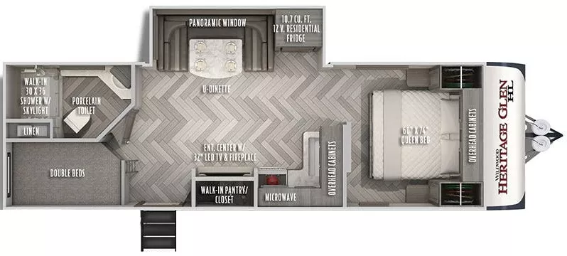 30' 2022 Forest River Wildwood Heritage Glen 23BHHL w/Slide - Bunk House Floorplan