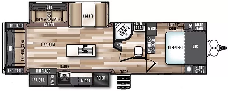 34' 2018 Forest River Wildwood Heritage Glen 272RL w/2 Slides Floorplan