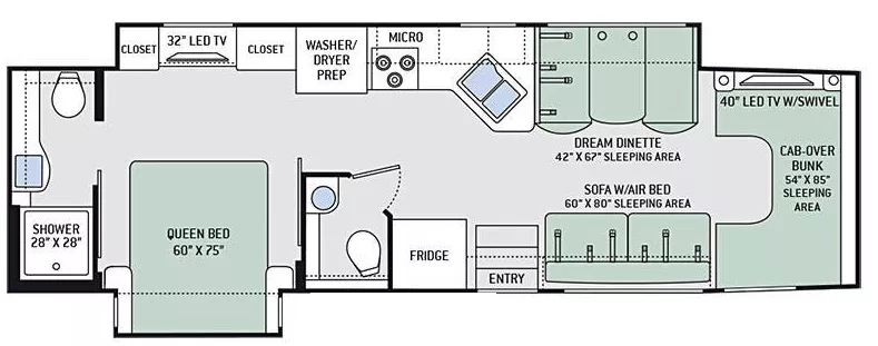 36' 2017 Thor Chateau F550/Diesel 35SF SUPER C w/2 Slides Floorplan