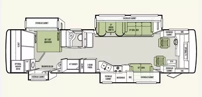 37' 2014 Tiffin Allegro Red 36QSA 340hp Cummins w/4 Slides Floorplan