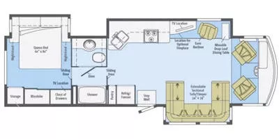 36' 2014 Itasca Sunova 35G w/3 Slides Floorplan