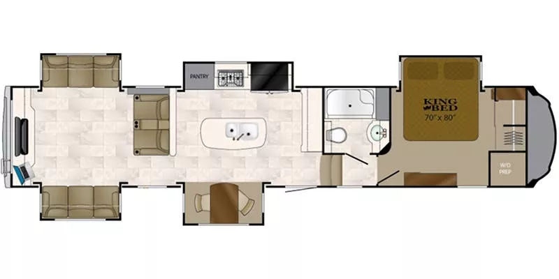 43' 2018 Heartland Bighorn 3970RD w/5 Slides Floorplan
