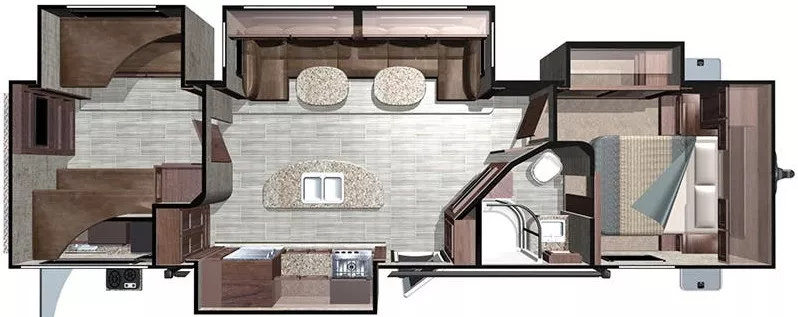 33' 2018 Highland RV Open Range 310BHS w/4 Slides - Bunk House Floorplan