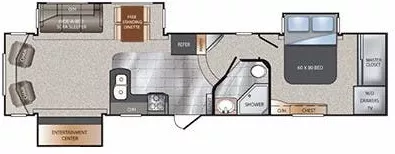 38' 2013 Keystone Avalanche 345TG w/3 Slides Floorplan