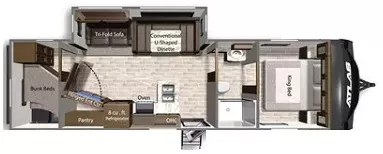 36' 2021 Dutchmen Atlas 2902BH w/Slide - Bunk House Floorplan