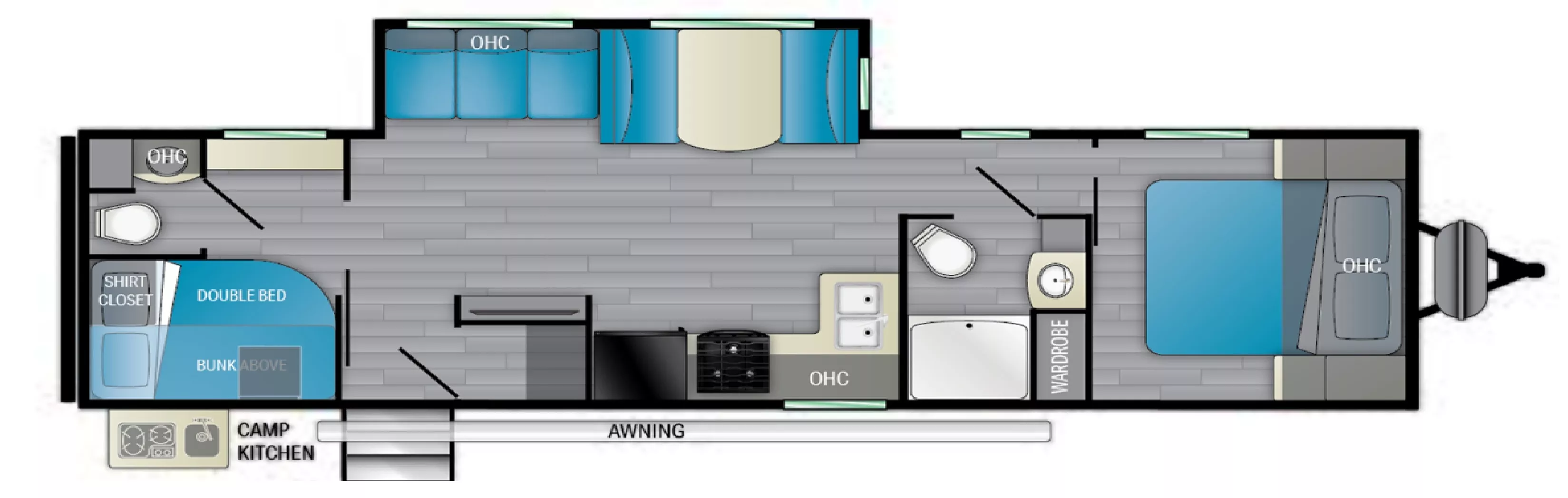 36' 2022 Heartland Trail Runner 31DB w/Slide - Bunk House Floorplan