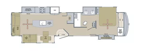 42' 2021 Forest River Palomino River Ranch 390RL w/4 Slides Floorplan