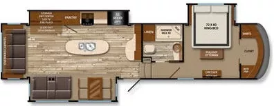 39' 2014 Grand Design Solitude 369RL w/3 Slides Floorplan
